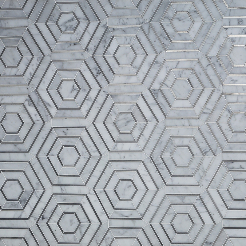 Carrara White Hrxagon Marble Mosaics Tile WM-85